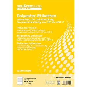 Schäfer Shop Select Wetterfeste Etiketten, 99,1 x 34 mm, transp. matt, 20 Blatt Schäfer Shop Select Wetterfeste Etiketten, 99,1 x 34 mm, transp. matt, 20 Blatt