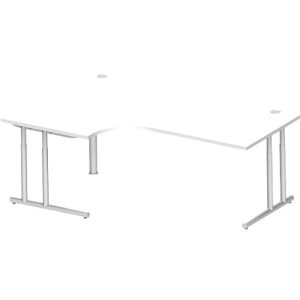 Schäfer Shop Select Winkelschreibtisch COMBITEC, 90° Winkel links, C-Fuß, B 2000 x T 1200/800 x H 677-817 mm, weiß/weißalu Schäfer Shop Select Winkelschreibtisch COMBITEC, 90° Winkel links, C-Fuß, B 2000 x T 1200/800 x H 677-817 mm, weiß/weißalu