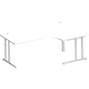 Schäfer Shop Select Winkelschreibtisch COMBITEC, 90° Winkel rechts, C-Fuß, B 2000 x T 1200/800 x H 677-817 mm, weiß/weißalu Schäfer Shop Select Winkelschreibtisch COMBITEC, 90° Winkel rechts, C-Fuß, B 2000 x T 1200/800 x H 677-817 mm, weiß/weißalu