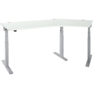Schäfer Shop Select Winkelschreibtisch ERGO-T 2.0, elektrisch höhenverstellbar, 135° Winkel rechts, T-Fuß, B 2000 mm, lichtgrau/weißalu Schäfer Shop Select Winkelschreibtisch ERGO-T 2.0, elektrisch höhenverstellbar, 135° Winkel rechts, T-Fuß, B 2000 mm, lichtgrau/weißalu
