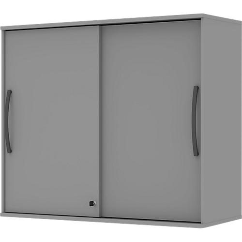 Schiebetür-Aufbauschrank BARI, 4 Böden, Schloss, Mitteltrennwand, B 1200 x T 430 x H 1057 mm, anthrazit/mittelgrau