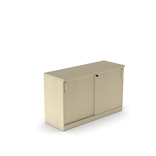 Schiebetüren-Ansatzschrank BEXXSTAR, 1,5 Ordnerhöhen, B 1200 x T 445 x H 740 mm, Ahorn-Dekor