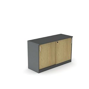 Schiebetüren-Ansatzschrank BEXXSTAR, 1,5 Ordnerhöhen, B 1200 x T 445 x H 740 mm, dunkelgrau/Eiche-Dekor Schiebetüren-Ansatzschrank BEXXSTAR, 1,5 Ordnerhöhen, B 1200 x T 445 x H 740 mm, dunkelgrau/Eiche-Dekor