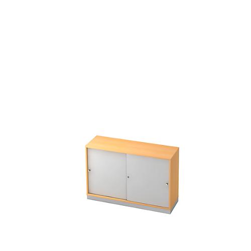 Schiebetürenschrank, 2 OH, B 1200 x T 400 mm, Buche-Dekor/silber