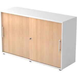 Schiebetürenschrank, 2 OH, B 1200 x T 400 x H 748 mm, Eiche-Dekor Schiebetürenschrank, 2 OH, B 1200 x T 400 x H 748 mm, Eiche-Dekor