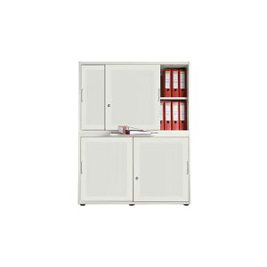 Schiebetürenschrank, Akustikfront, B 1200 mm, 4 OH, weiß Schiebetürenschrank, Akustikfront, B 1200 mm, 4 OH, weiß