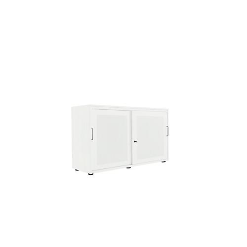 Schiebetürenschrank, Akustikfront, B 1350 mm, 4 OH, weiß