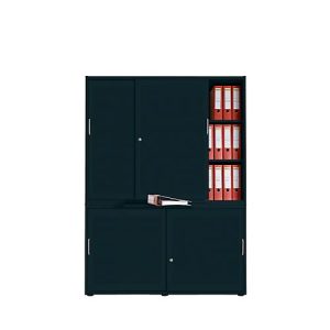 Schiebetürenschrank, Akustikfront, B 1350 mm, 5 OH, graphit Schiebetürenschrank, Akustikfront, B 1350 mm, 5 OH, graphit
