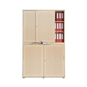 Schiebetürenschrank, Akustikfront, B 1350 mm, 6 OH, Ahorn-Dekor Schiebetürenschrank, Akustikfront, B 1350 mm, 6 OH, Ahorn-Dekor