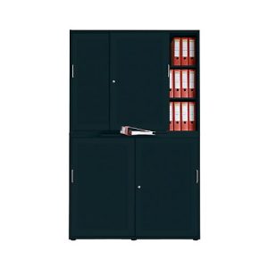 Schiebetürenschrank, Akustikfront, B 1350 mm, 6 OH, graphit Schiebetürenschrank, Akustikfront, B 1350 mm, 6 OH, graphit
