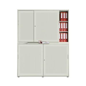 Schiebetürenschrank, Akustikfront, B 1600 mm, 6 OH, lichtgrau Schiebetürenschrank, Akustikfront, B 1600 mm, 6 OH, lichtgrau