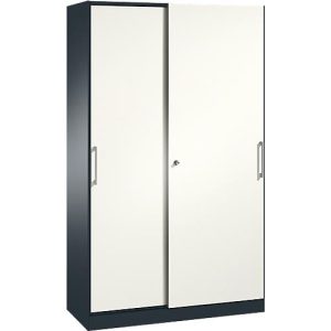 Schiebetürenschrank ASISTO C 3000, 5 Ordnerhöhen, abschließbar, Breite 1200 mm, anthrazit/weiß Schiebetürenschrank ASISTO C 3000, 5 Ordnerhöhen, abschließbar, Breite 1200 mm, anthrazit/weiß