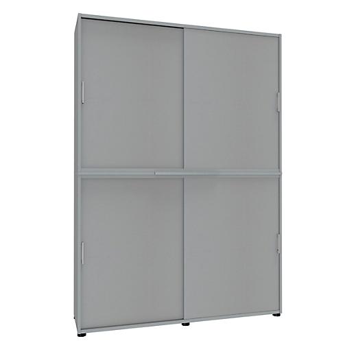 Schiebetürenschrank, B 1600 mm, 6 OH, lichtgrau