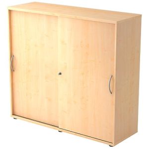 Schiebetürenschrank TARA, 3 Ordnerhöhen, B 1200 x T 400 x H 1180 mm, abschließ- & stapelbar, Ahorn-Dekor Schiebetürenschrank TARA, 3 Ordnerhöhen, B 1200 x T 400 x H 1180 mm, abschließ- & stapelbar, Ahorn-Dekor