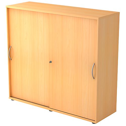 Schiebetürenschrank TARA, 3 Ordnerhöhen, B 1200 x T 400 x H 1180 mm, abschließ- & stapelbar, Buche-Dekor