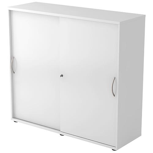 Schiebetürenschrank TARA, 3 Ordnerhöhen, B 1200 x T 400 x H 1180 mm, abschließ- & stapelbar, lichtgrau