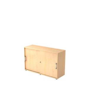 Schiebetürenschrank TARVIS, 2 Ordnerhöhen, B 1200 x T 400 x H 748 mm, abschließ- & stapelbar, Ahorn-Dekor Schiebetürenschrank TARVIS, 2 Ordnerhöhen, B 1200 x T 400 x H 748 mm, abschließ- & stapelbar, Ahorn-Dekor