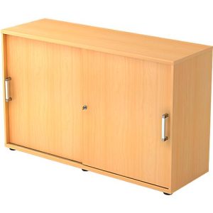 Schiebetürenschrank TARVIS, 2 Ordnerhöhen, B 1200 x T 400 x H 748 mm, abschließ- & stapelbar, Buche-Dekor Schiebetürenschrank TARVIS, 2 Ordnerhöhen, B 1200 x T 400 x H 748 mm, abschließ- & stapelbar, Buche-Dekor