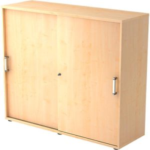 Schiebetürenschrank TARVIS, 3 Ordnerhöhen, B 1200 x T 400 x H 1100 mm, abschließ- & stapelbar, Ahorn-Dekor Schiebetürenschrank TARVIS, 3 Ordnerhöhen, B 1200 x T 400 x H 1100 mm, abschließ- & stapelbar, Ahorn-Dekor
