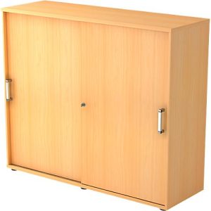 Schiebetürenschrank TARVIS, 3 Ordnerhöhen, B 1200 x T 400 x H 1100 mm, abschließ- & stapelbar, Buche-Dekor Schiebetürenschrank TARVIS, 3 Ordnerhöhen, B 1200 x T 400 x H 1100 mm, abschließ- & stapelbar, Buche-Dekor