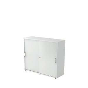 Schiebetürenschrank TARVIS, 3 Ordnerhöhen, B 1200 x T 400 x H 1100 mm, abschließ- & stapelbar, lichtgrau Schiebetürenschrank TARVIS, 3 Ordnerhöhen, B 1200 x T 400 x H 1100 mm, abschließ- & stapelbar, lichtgrau