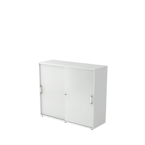 Schiebetürenschrank TARVIS, 3 Ordnerhöhen, B 1200 x T 400 x H 1100 mm, abschließ- & stapelbar, lichtgrau