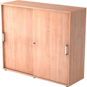 Schiebetürenschrank TARVIS, 3 Ordnerhöhen, B 1200 x T 400 x H 1100 mm, abschließ- & stapelbar, Nussbaum-Dekor Schiebetürenschrank TARVIS, 3 Ordnerhöhen, B 1200 x T 400 x H 1100 mm, abschließ- & stapelbar, Nussbaum-Dekor