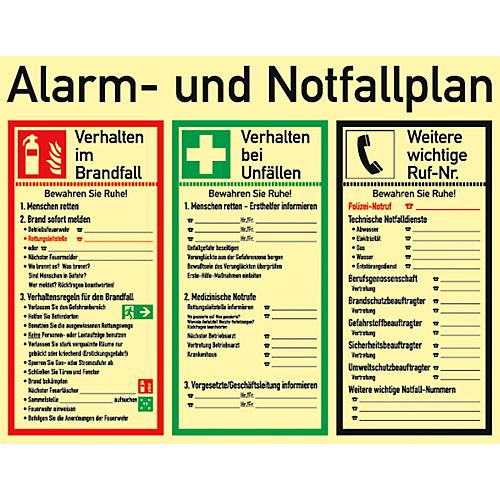 Schild 'Alarm- und Notfallplan'