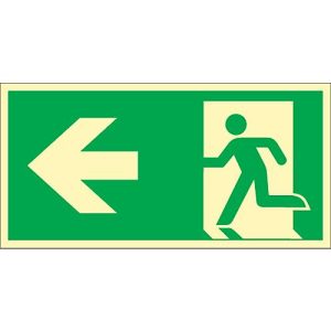 Schild Rettungsweg, linksweisend, HLF Schild Rettungsweg, linksweisend, HLF