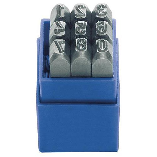 Schlagzahlensatz 328 9-tlg.Zahlen 0-9 Schrift-H.2mm in Ku.-Box
