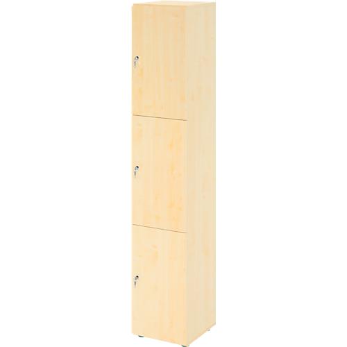 Schließfachschrank Topas Line, 6 Ordnerhöhen, 3 Fächer, Zylinderschloss, B 400 x T 420 x H 2156 mm, Ahorn/Ahorn