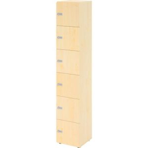 Schließfachschrank Topas Line, 6 Ordnerhöhen, 6 Fächer, Zahlenschloss, B 400 x T 420 x H 2156 mm, Ahorn/Ahorn
