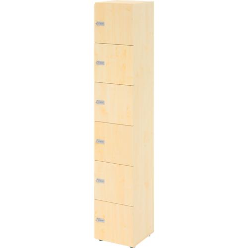 Schließfachschrank Topas Line, 6 Ordnerhöhen, 6 Fächer, Zahlenschloss, B 400 x T 420 x H 2156 mm, Ahorn/Ahorn