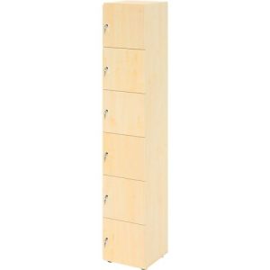 Schließfachschrank Topas Line, 6 Ordnerhöhen, 6 Fächer, Zylinderschloss, B 400 x T 420 x H 2156 mm, Ahorn/Ahorn