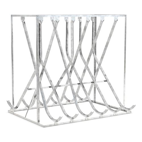 Schräghochparker WSM, 2-seitig, für Reifen bis B 60 mm, B 2100 x T 1875 x H 2010 mm, Stahl verzinkt, 12 Einhängeplätze