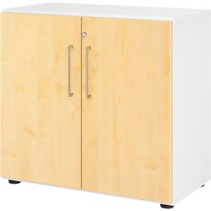 Schränke Breno, 2 OH, abschließbar, 28 kg je Boden, B 800 x T 420 x H 748 mm, weiß/Ahorn Schränke Breno, 2 OH, abschließbar, 28 kg je Boden, B 800 x T 420 x H 748 mm, weiß/Ahorn