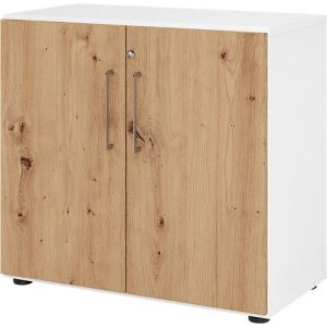 Schränke Breno, 2 OH, abschließbar, 28 kg je Boden, B 800 x T 420 x H 748 mm, weiß/Asteiche Schränke Breno, 2 OH, abschließbar, 28 kg je Boden, B 800 x T 420 x H 748 mm, weiß/Asteiche