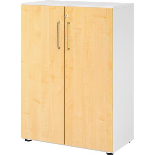Schränke Breno, 3 OH, abschließbar, 28 kg je Boden, B 800 x T 420 x H 1100 mm, weiß/Ahorn