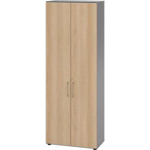 Schränke Breno, 6 OH, abschließbar, 28 kg je Boden, B 800 x T 420 x H 2156 mm, graphit/Eiche Schränke Breno, 6 OH, abschließbar, 28 kg je Boden, B 800 x T 420 x H 2156 mm, graphit/Eiche