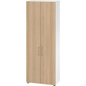 Schränke Breno, 6 OH, abschließbar, 28 kg je Boden, B 800 x T 420 x H 2156 mm, weiß/Eiche Schränke Breno, 6 OH, abschließbar, 28 kg je Boden, B 800 x T 420 x H 2156 mm, weiß/Eiche