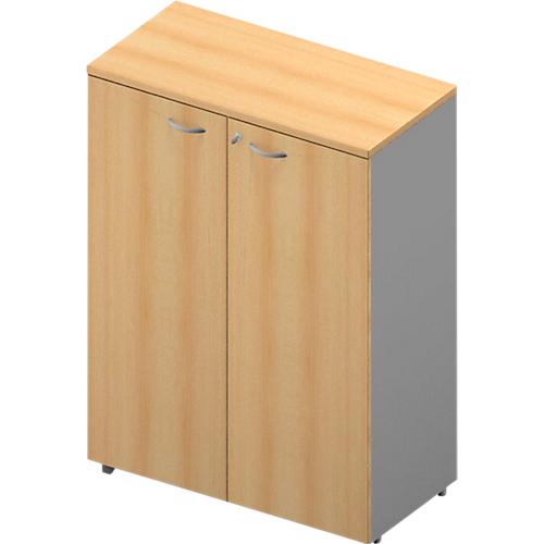 Schrank ARLON OFFICE, 3 Ordnerhöhen, abschließbar, B 900 x T 450 x H 1232 mm, Buche-Dekor/alu