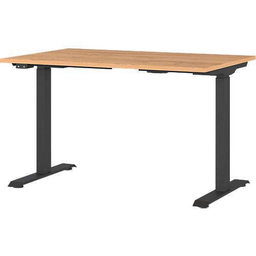 Schreibtisch Agenda Home, elektrisch höhenverstellbar, B 1200 x T 800 x H 720-1200 mm, Grandson-Eiche/Schwarz + Memory-USB-Panel