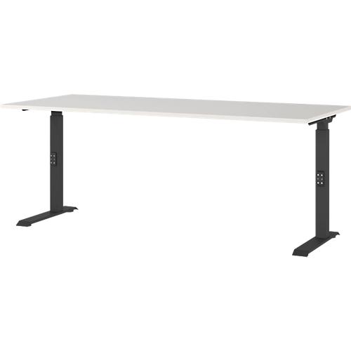 Schreibtisch Agenda, mechanisch höhenverstellbar, B 1800 x T 800 x H 680-910 mm, Lichtgrau/Silber