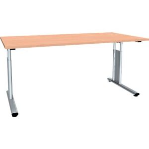Schreibtisch ALICANTE, C-Fuß, Rechteck, B 1600 x T 800 x H 680-820 mm, Buche-Dekor Schreibtisch ALICANTE, C-Fuß, Rechteck, B 1600 x T 800 x H 680-820 mm, Buche-Dekor