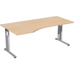 Schreibtisch ALICANTE, Freiform, Ansatz links, B 1800 x T 1000/800 x H 680-820 mm, Buche-Dekor Schreibtisch ALICANTE, Freiform, Ansatz links, B 1800 x T 1000/800 x H 680-820 mm, Buche-Dekor