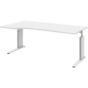 Schreibtisch BARI, C-Fuß, Anbau Schiebetürenschrank links, B 1800 mm, weiß Schreibtisch BARI, C-Fuß, Anbau Schiebetürenschrank links, B 1800 mm, weiß