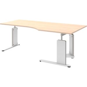 Schreibtisch BARI, C-Fuß, Form B, Freiform, Ansatz links, B 2000 mm, Ahorn-Dekor Schreibtisch BARI, C-Fuß, Form B, Freiform, Ansatz links, B 2000 mm, Ahorn-Dekor