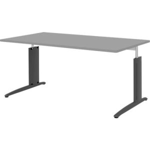 Schreibtisch BARI, Rechteck, Form A, C-Fuß, B 1600 x T 800 mm, mittelgrau Schreibtisch BARI, Rechteck, Form A, C-Fuß, B 1600 x T 800 mm, mittelgrau