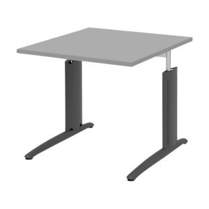 Schreibtisch BARI, Rechteck, Form A, C-Fuß, B 800 x T 800 mm, mittelgrau Schreibtisch BARI, Rechteck, Form A, C-Fuß, B 800 x T 800 mm, mittelgrau
