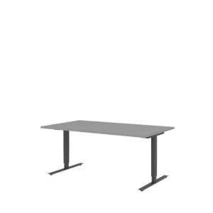 Schreibtisch BARI, T-Fuß, Rechteck, B 1600 x T 800 x H 680-820 mm, mittelgrau/anthrazit Schreibtisch BARI, T-Fuß, Rechteck, B 1600 x T 800 x H 680-820 mm, mittelgrau/anthrazit